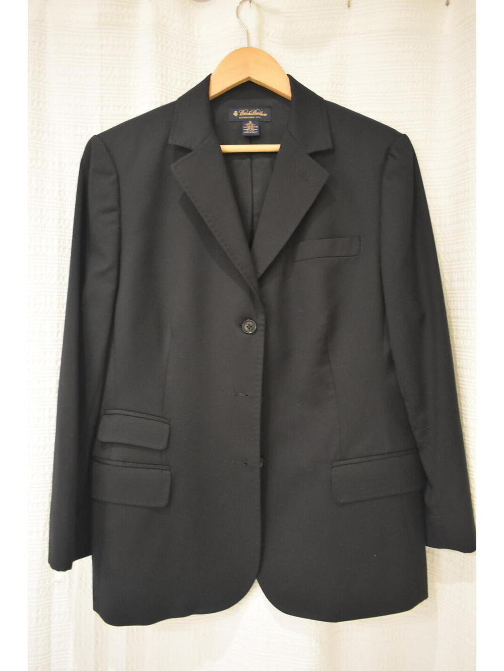 Brooks Brothers Black Wool Two-Piece Suit Jacket and Pants Size 16